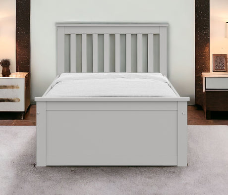 Gray Solid Wood Twin Bed With Pull Out Trundle