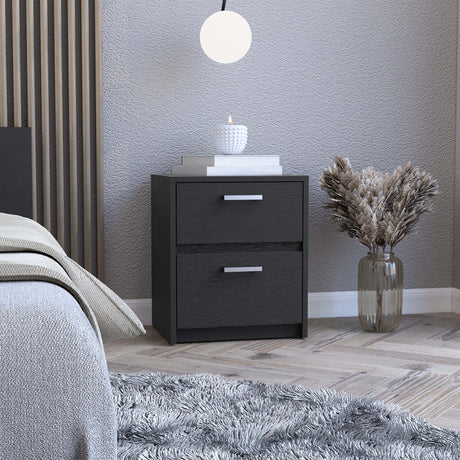 19" Black Two Drawer Nightstand