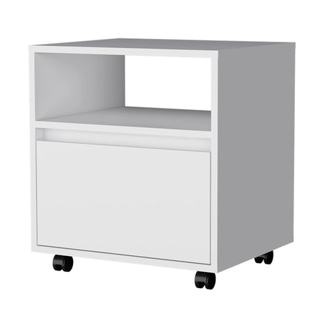 21" White One Drawer Nightstand With Integrated Tech