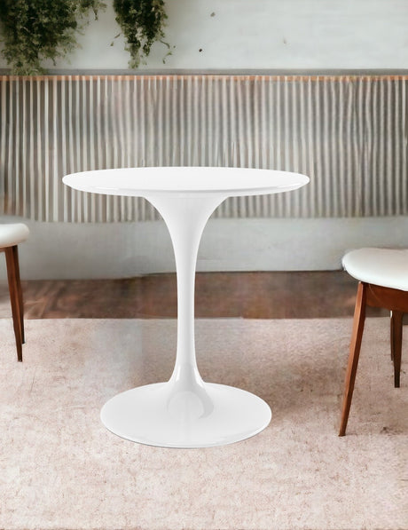 32" White Fiberglass And Metal Dining Table