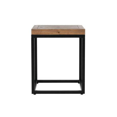 22" Black And Brown Solid Wood End Table