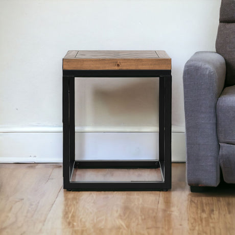 22" Black And Brown Solid Wood End Table