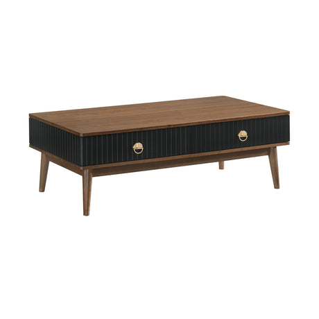 47" Brown Solid Wood Coffee Table With Two Drawers