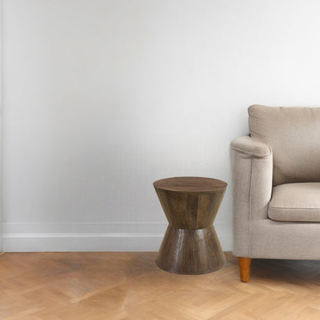 18" Dark Brown And Brown Wood Solid Wood Round End Table