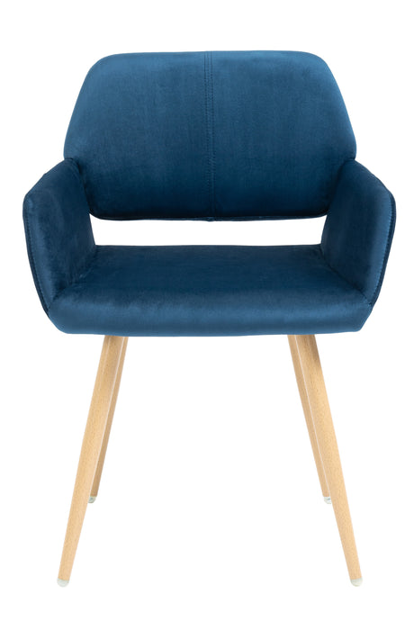 Blue Upholstered Velvet Open Back Dining Chair