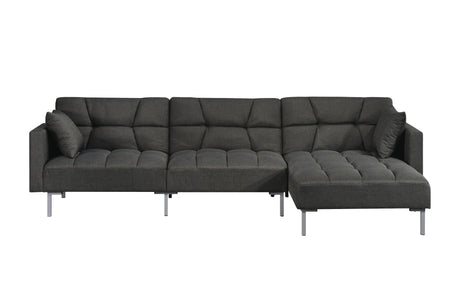 Gray 100% Polyester L Shaped Two Piece Sofa and Chaise