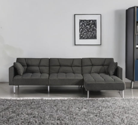 Gray 100% Polyester L Shaped Two Piece Sofa and Chaise