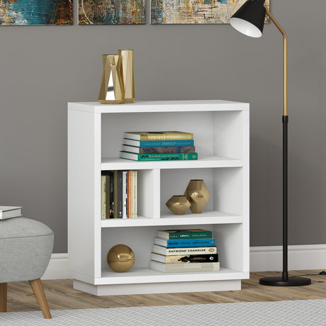 32" White Four Tier Standard Bookcase