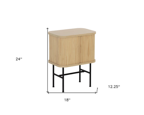 24" Natural Modern Sliding Door Nightstand