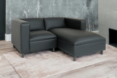 84" Black Faux Leather Sofa Chaise