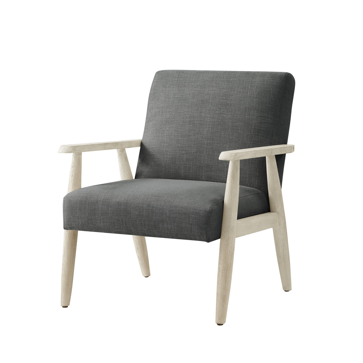 30" Charcoal And Cream Linen Arm Chair