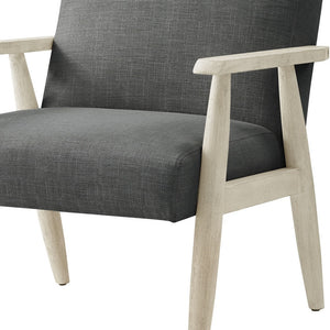 30" Charcoal And Cream Linen Arm Chair