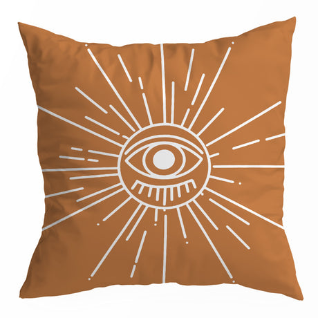 Nordic Orange Geometric Throw Pillow Cover