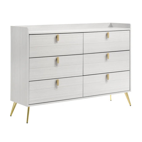 58" White Six Drawer Double Dresser - Maru Furniture Dressers # (Store description) 