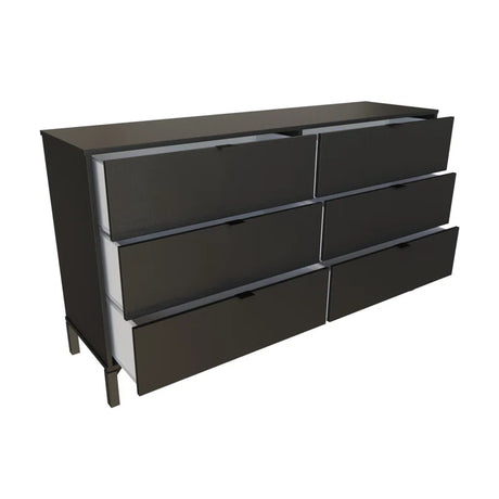 59" Black Charcoal Six Drawer Double Dresser - Maru Furniture Dressers # (Store description) 