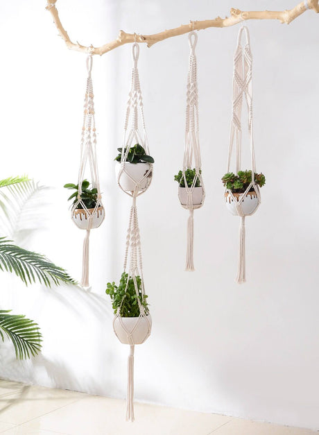 Flowerpot Flower Stand Indoor Outdoor Hanging Plant Rack Holder Decorative Flowerpot Cotton Rope - Maru Furniture Plants & Flowers # (Store description) 