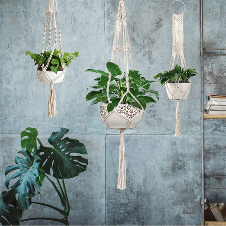 Flowerpot Flower Stand Indoor Outdoor Hanging Plant Rack Holder Decorative Flowerpot Cotton Rope - Maru Furniture Plants & Flowers # (Store description) 