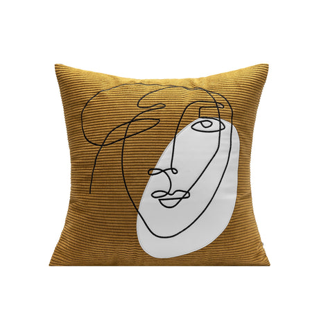 Nordic Modern Corduroy Embroidered Throw Pillow - Maru Furniture Throw Pillows # (Store description) 