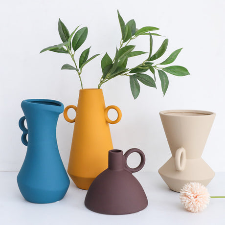 Nordic Creative Simple Ceramic Vase Decoration Living Room Dry Flower Arrangement Table Decoration Flower Color Flower - Maru Furniture Vases & Bowls # (Store description) 