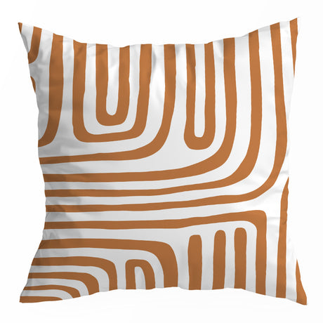 Nordic Orange Geometric Throw Pillow Cover