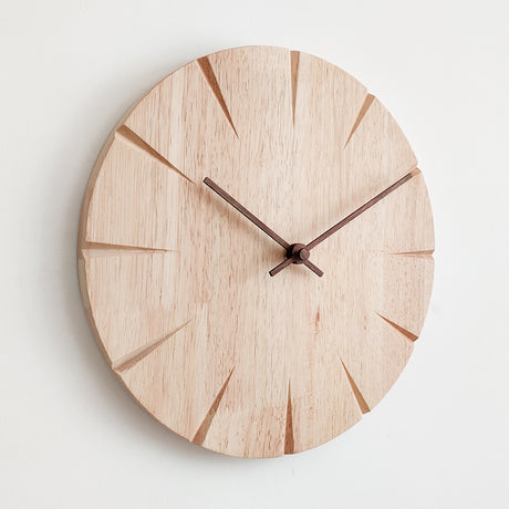 Punch-free Solid Wooden Wall Clock For Home Living Room Decoration - Maru Furniture Wall Clocks # (Store description) 