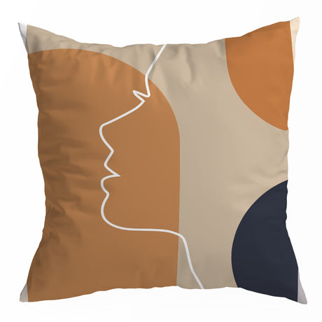 Nordic Orange Geometric Throw Pillow Cover