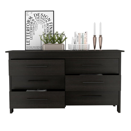 58" Black Six Drawer Double Dresser - Maru Furniture Dressers # (Store description) 