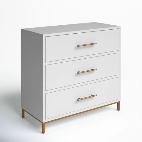 36" White Solid Wood Three Drawer Chest - Maru Furniture Dressers # (Store description) 