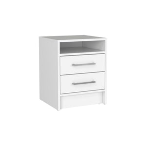 White Open Compartment Two Drawer Nightstand - Maru Furniture Nightstands & Bedside Tables # (Store description) 