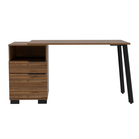 Contempo Flair Mahogany and Black Office Desk - Maru Furniture Desks # (Store description) 