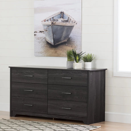 58" Black Six Drawer Double Dresser - Maru Furniture Dressers # (Store description) 