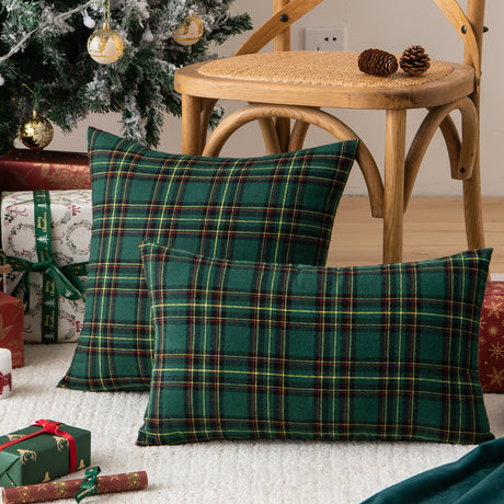 Christmas Red Plaid Polyester Cotton Throw Pillow Cover - Maru Furniture Throw Pillows # (Store description) 