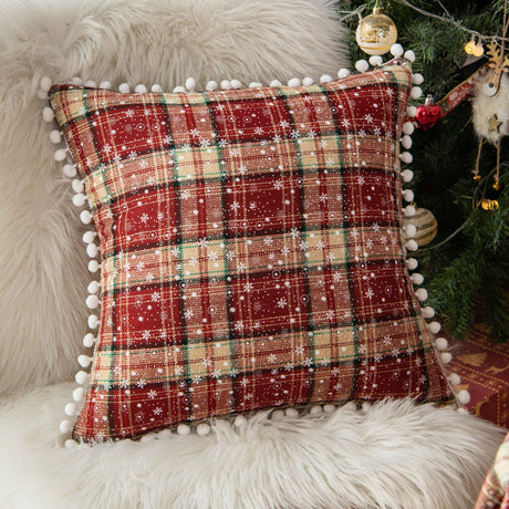 Christmas Red Plaid Polyester Cotton Throw Pillow Cover - Maru Furniture Throw Pillows # (Store description) 