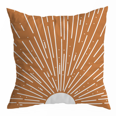 Nordic Orange Geometric Throw Pillow Cover