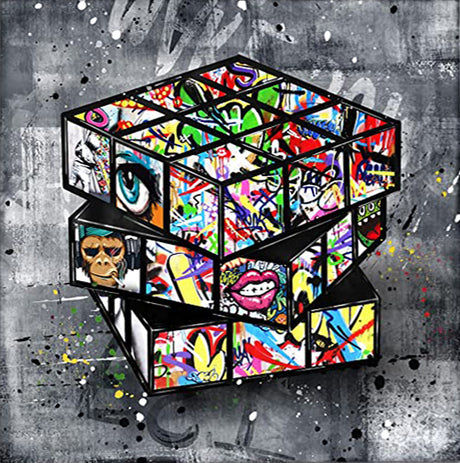 Banksy Graffiti Rubik's Cube Canvas Painting Wall - Maru Furniture Wall Art & Paints # (Store description) 