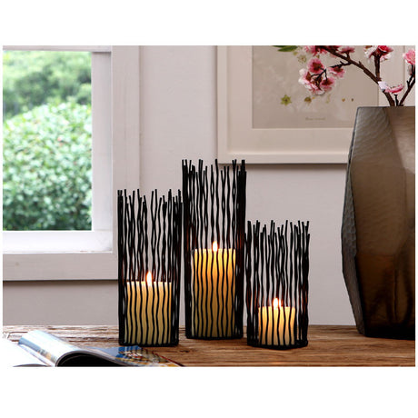 Wrought Iron Geometric Candle Holder - Maru Furniture Decorative Accessories # (Store description) 