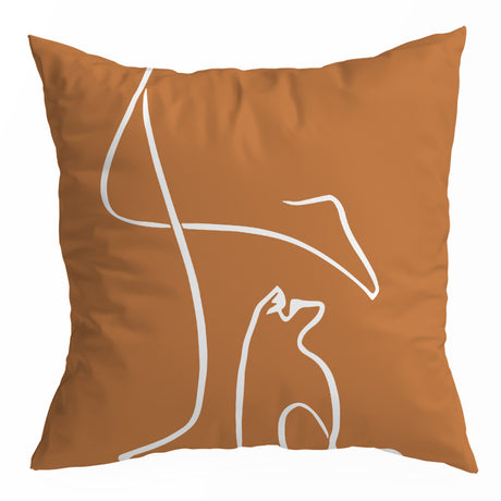 Nordic Orange Geometric Throw Pillow Cover